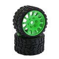 Power Hobby Power Hobby PHBPHT1141SGREEN Raptor Belted Monster Truck Tires & Wheels with 17 mm Hex; Green PHBPHT1141SGREEN